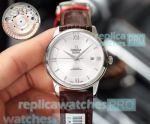 Replica Omega De Ville Men's Watch White Dial Brown Leather Strap